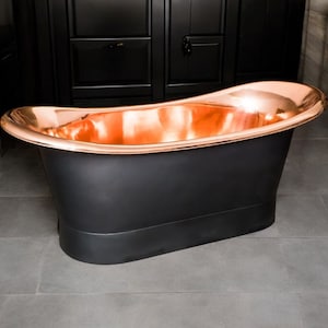 Black copper bathtub , moroccan copper bathtub , Antique copper bathtub , vintage-inspired brass bathtub , double slipper pedestal tub