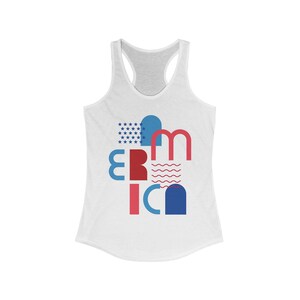 Patriotic Graphic Tank Top for Women | Summer Workout Gear, Casual Wear, Travel Outfit, Red White Blue Design