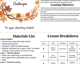 Thanksgiving STEM Challenges | Upper Elementary Science, Math & Engineering Mini Unit
