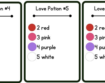 Love Potion Sensory Recipe Cards | Valentine Counting 1–10 | 5-Frame & 10-Frame | Open-Ended Math Play | Digital Download