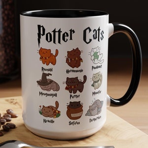 Potter Cats Mug, Harry Pawter, Potter Cat Mug, Gift For Her, Harry Pawter Kitten Potter Cats, Cat Lover Gift, Cat mom Cat Owner Gifts Wizard