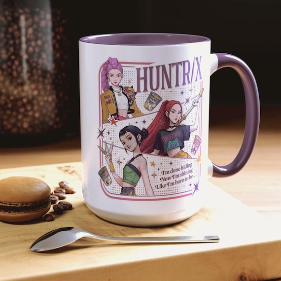 Huntrix Kpop Demon Hunters Inspired Coffee Mug, Rumi Zoey Mira Design, 11oz, 15oz, Gift for Kpop Fans, Unique Mug, Coffee Lover Gift,
