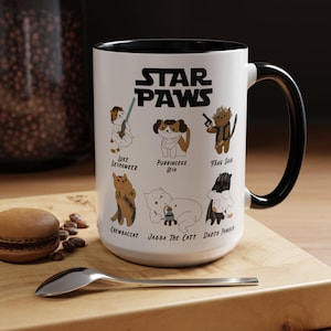 Star Paws Mug, Purrfect Gift for Star Wars Fans, Cat Lover Coffee Mug, Funny, Gift for Cat Owners, 11oz, 15oz Mug, Birthday Gift, Cat Lady