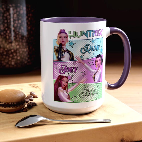 Kpop Hunters Tazza Da Caffè Demon 330 Ml Con Design Rumi, Mira E Zoey, Bianca, Lavabile In Lavastoviglie E Adatta Al Microonde
