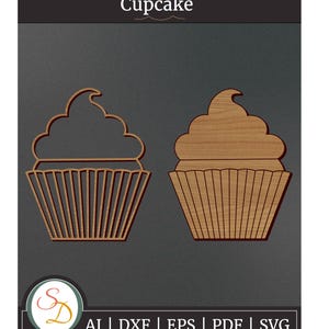 Cupcake Laser Cut File | Cupcake Engrave File | Cupcake SVG | Cupcake Food SVG | Cupcake Cuisine SVG | Instant Download