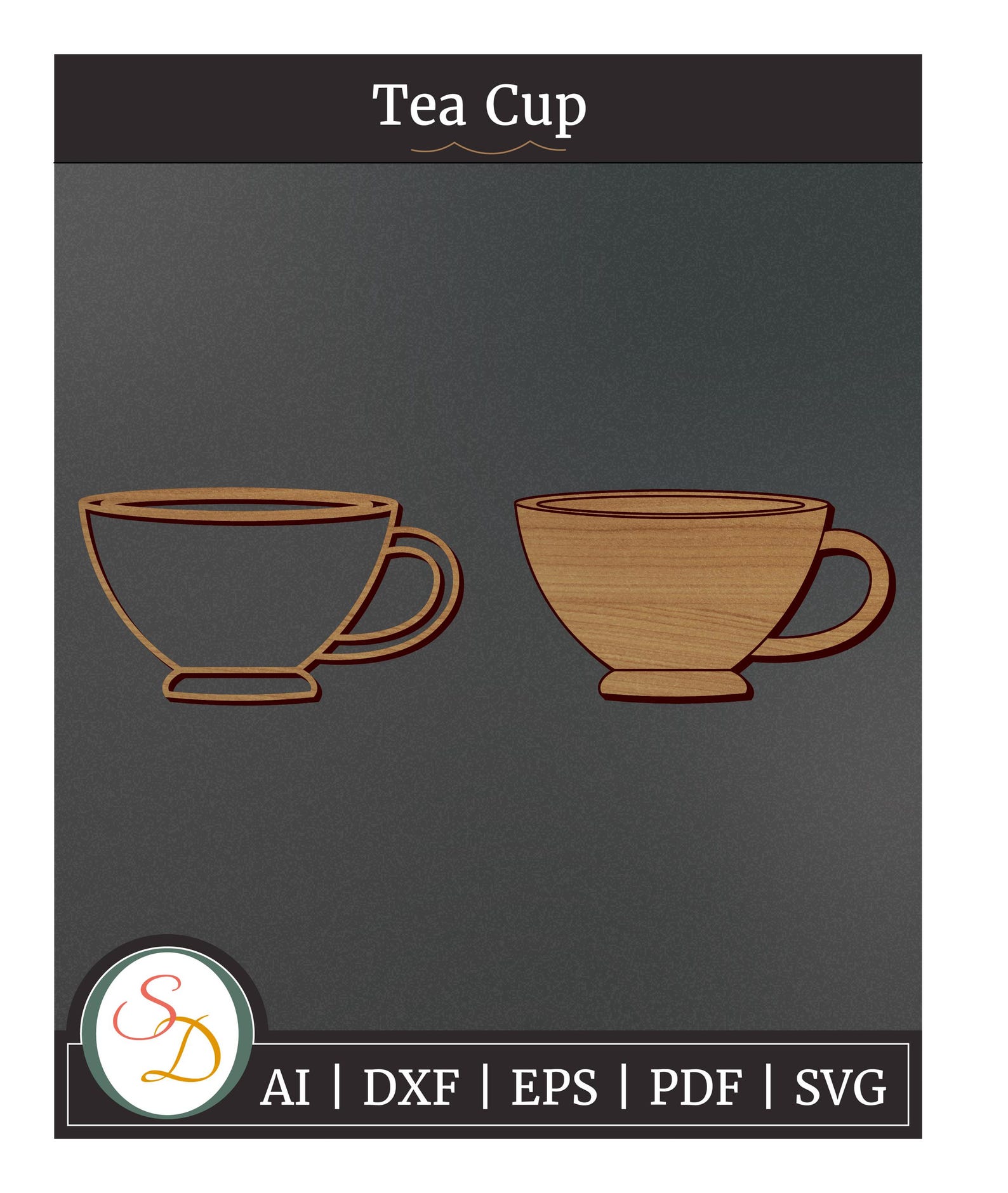 Tea Cup Laser Cut File | Tea Cup Engrave File | Tea Cup SVG | Tea Cup ...