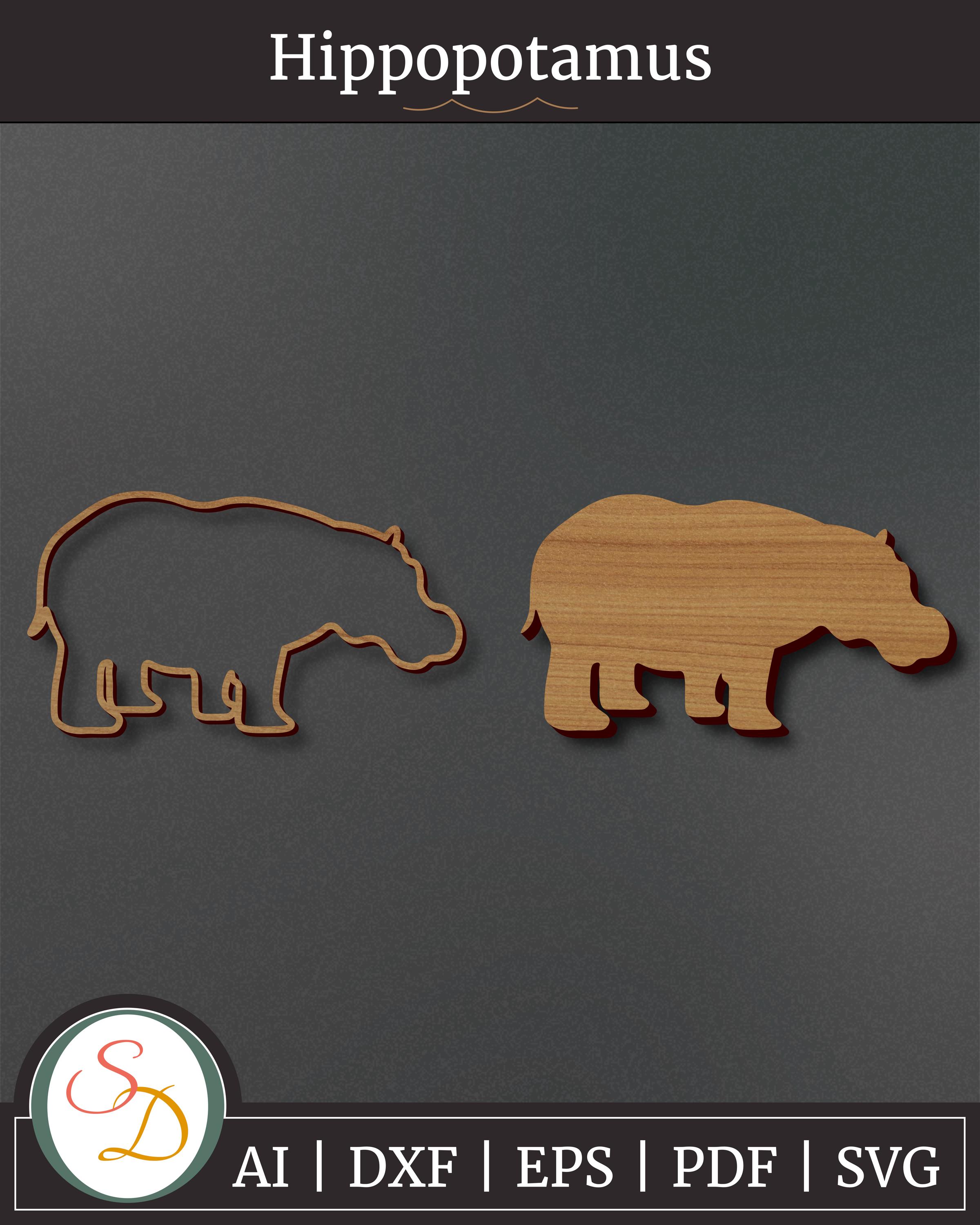 Hippo Laser Cut File | Hippo Engrave File | Hippo SVG | Hippo Animal ...