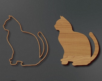 猫のレーザーカットファイル | 猫の彫刻ファイル | 猫のSVG | 猫の動物SVG | 猫の体のSVG | すぐにダウンロード