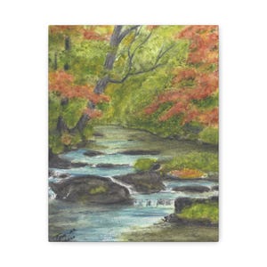 Canvas Print, peaceful woodland stream through the woods, Wall Art, Home Decor, Nature Art, Office Decor, Gift for Nature Lover