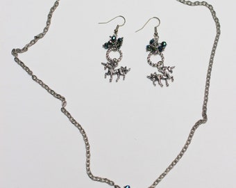 Unicorn Necklace and Earrings Set