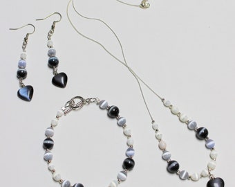 Cats Eye Necklace, Bracelet and Earrings Set