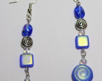 Blue Swirl Dangle Earrings