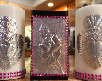 Candele Repujado con scatola di fiammiferi