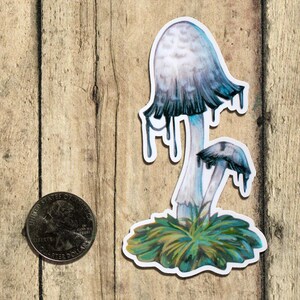 Inky Cap Mushroom Holographic Sticker | Water and UV-Resistant Vinyl Sticker zdjęcie 2