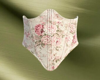 Leinen-Unterbrustkorsett | Taillenformer mit floraler Schnürung