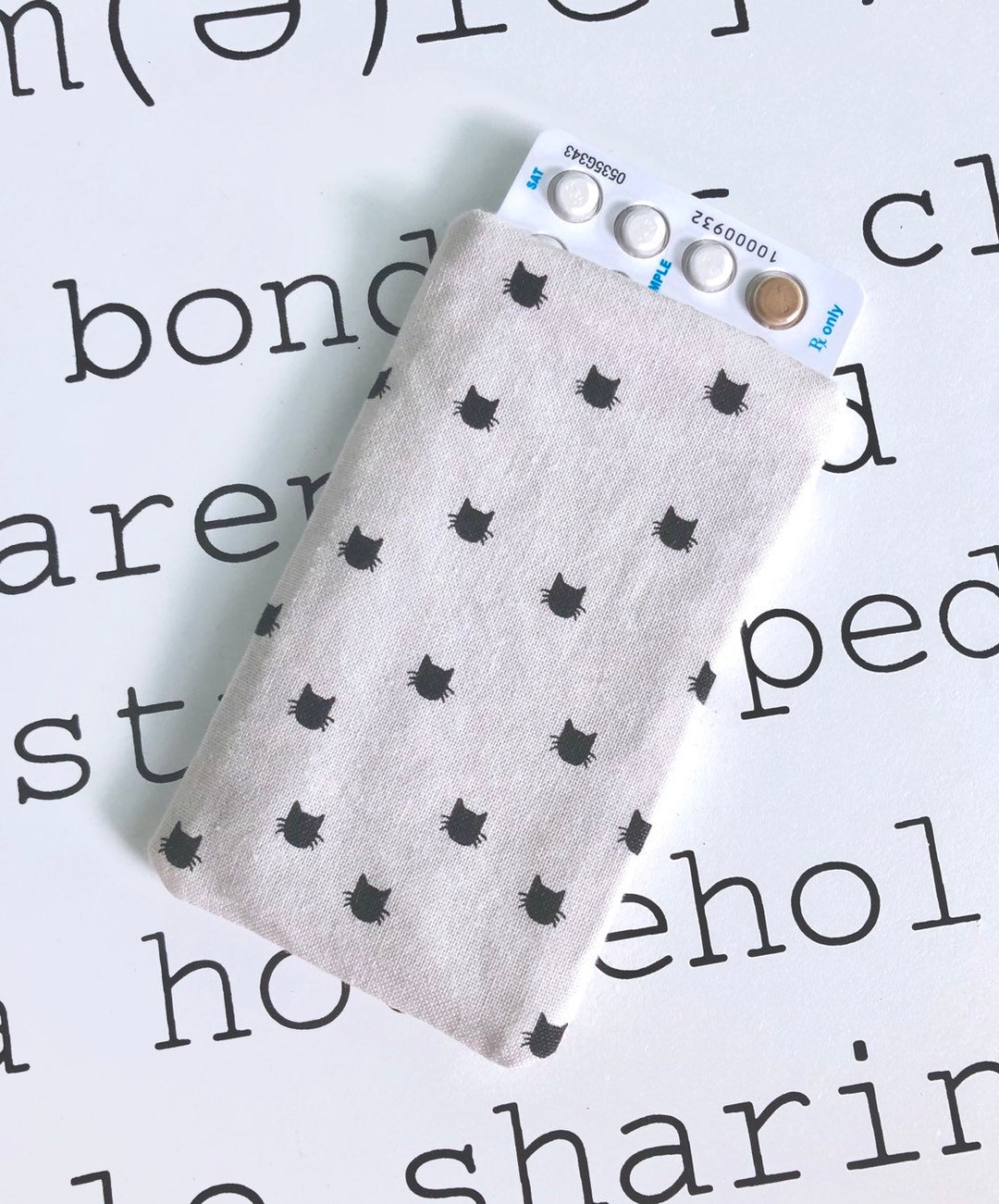 Pill Pack Birth Control Sleeve Pretty Kitties Taupe Etsy