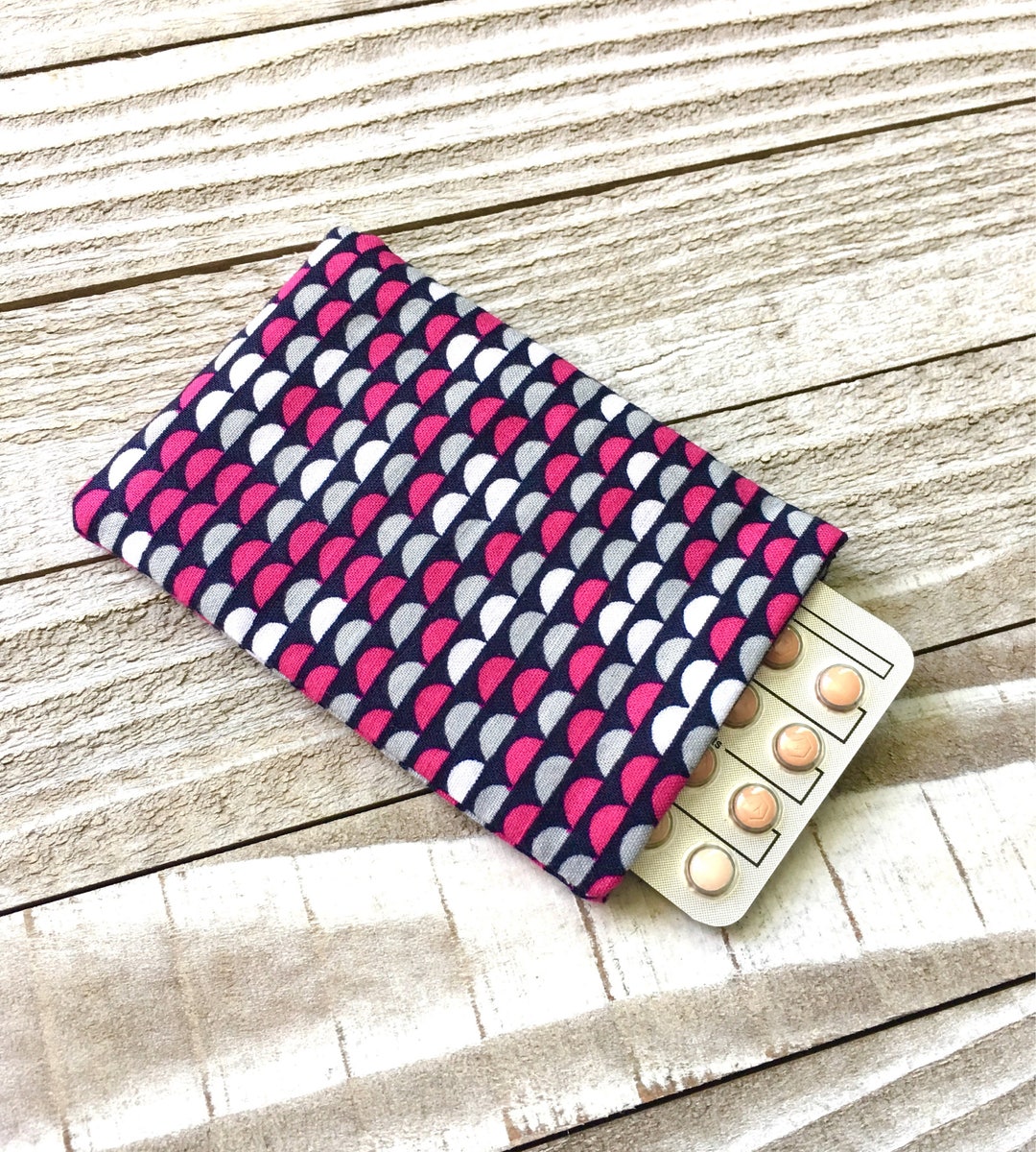 Pill Case Birth Control Sleeve Half Moons Pink Etsy