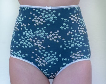 littlefour navy floral high waisted panties