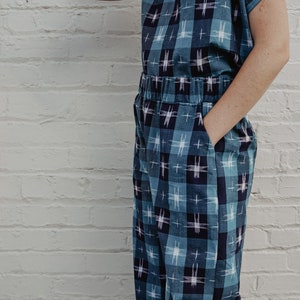 littlefour blue plaid ikat flood pants image 6