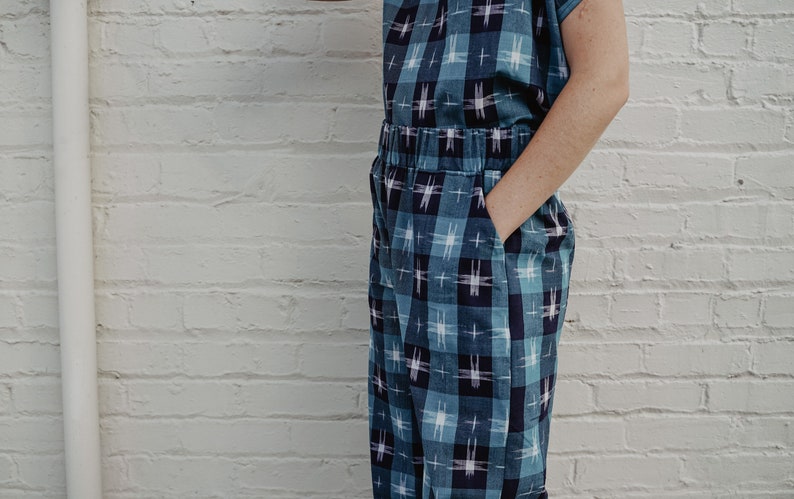 littlefour blue plaid ikat flood pants image 6