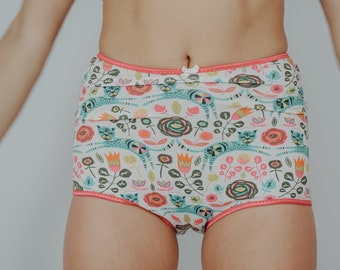 littlefour women's floral and cat print high waisted undies