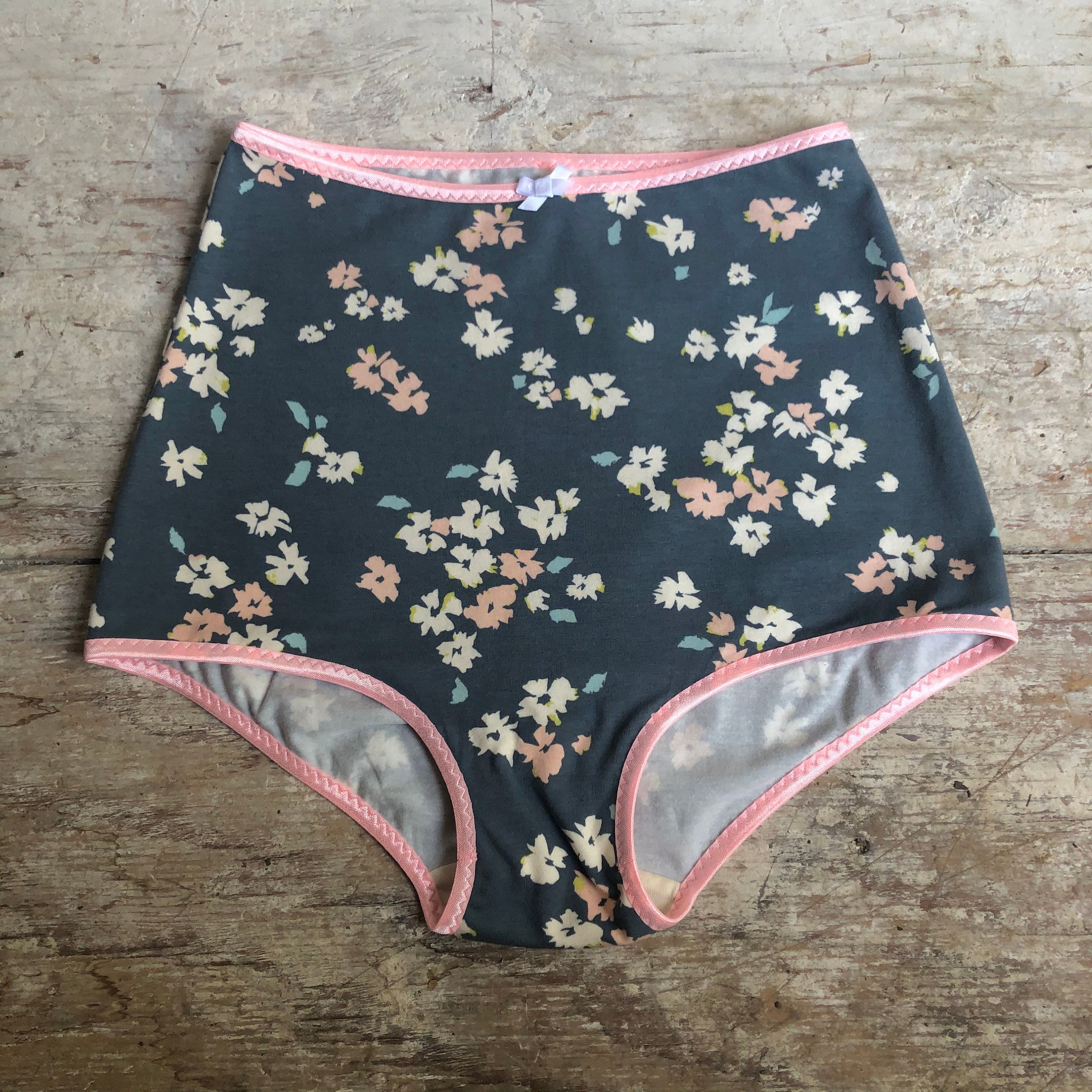 Littlefour dark grey and floral high waisted panties | Etsy