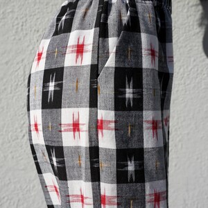 littlefour black and white plaid ikat flood pants image 2