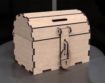 Wooden Treasure Chest-Shaped Piggy Bank - Perfect for Kids and Adults