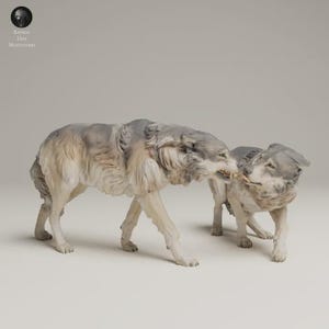Aggressive 1/24 3D Resin Wolf Figurines Unpainted for Collectors Modeling Diorama