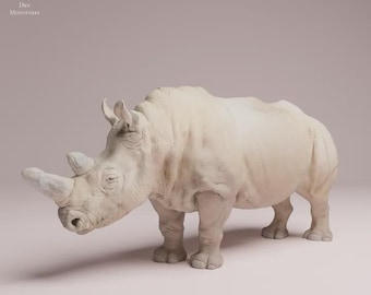 Northern white rhinoceros figurine scale 1/24 for painting project or animal miniature collection