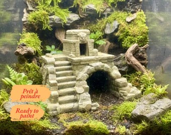 Aztec temple hide, Pyramid terrarium, Vivarium decor - Miniature reptile ruin for gecko - DIY unpainted 3D printed PLA kit