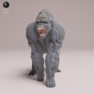 Realistic roaring gorilla figurine 1/24 scale for modeling and painting enthusiasts