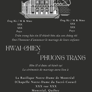 Carte Invitation de Mariage Bilingue (Viet/Français). Trois couches