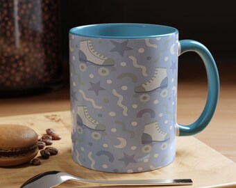 Cadeau bleu patinage à roulettes pour patineurs Tasse de patineur amusante pour café ou thé Cadeau pour entraîneur de patinage Tasse pour patinoires colorées Verres sur le thème du skate