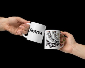 Skateboarderkaffemugg Rullskridskoåkningsmugg Retro skatergåva Keramisk mugg Skridskoåkningsmugg för kaffeälskare Roller Derby-mugg Skatervibbar-mugg
