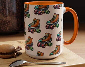 Cadeau orange de patinage à roulettes pour les patineurs Tasse de patineur amusante pour le café ou le thé Cadeau d'entraîneur de patinage Tasse de patinoire colorée Verres sur le thème du skate