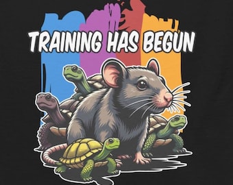 Camiseta clásica vintage de tortuga y rata "el entrenamiento ha comenzado"