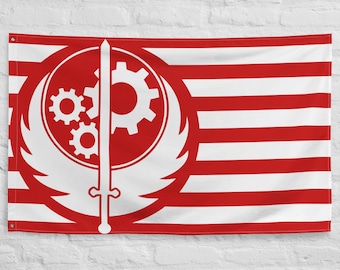 Tapiz con la bandera de la Hermandad del Acero, póster artístico en lienzo, arte para fans de videojuegos, decoración de pared para habitación de jugador de PC, regalo para frikis de la ciencia ficción