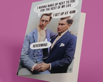 Wake Up With You - Gay Anniversary Card (Funny, Irreverent, Adult Greeting Card)