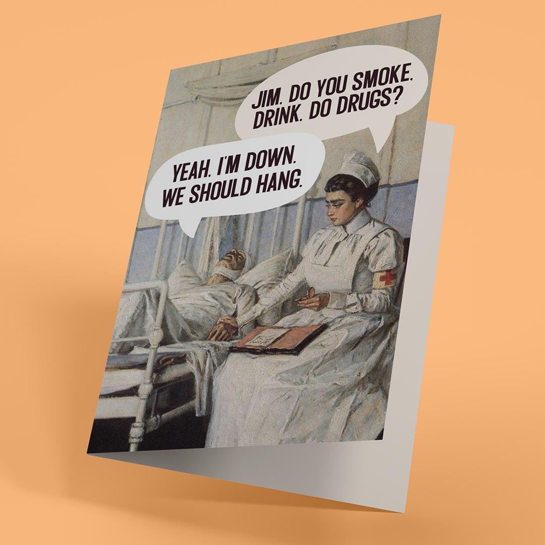 Funny Get Well Card: \, image size:1080x1080