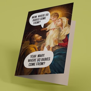D'où viennent les bébés ? - Carte de Noël (drôle, irrévérencieux, carte de voeux pour adulte)