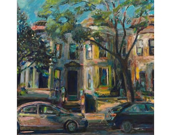 Maple Street Brownstones - Limited Edition Print - Brooklyn Architecture, Artist Signed