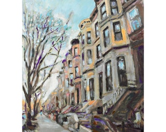 Limited Edition Brooklyn Brownstones Giclee Print by Noel Hefele