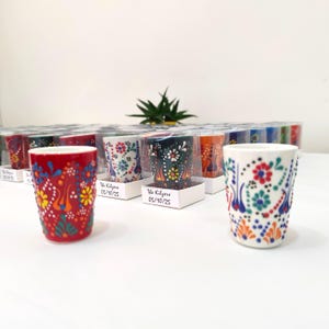 Lembrancinha de casamento mexicana, copo de shot de cerâmica mexicana, copos de shot de tequila mezcalero talavera, shots de barro para despedida de solteira de madrinha de casamento