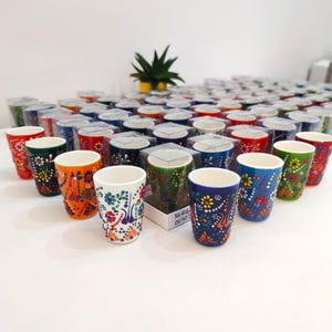 Handmade Multicolor Mexican Talavera Shot Glasses for Weddings, Tequila Bars, Bachelorette Parties, Bridal Shower and Birthday Favors