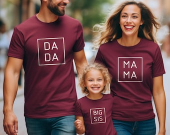 Custom Family Names T-Shirt: Personalized Mama Dada Big Sis Family Tee