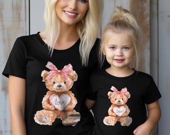 Funny teddy Bear Birthday T-Shirt, Graphic pink bow Animal Tee