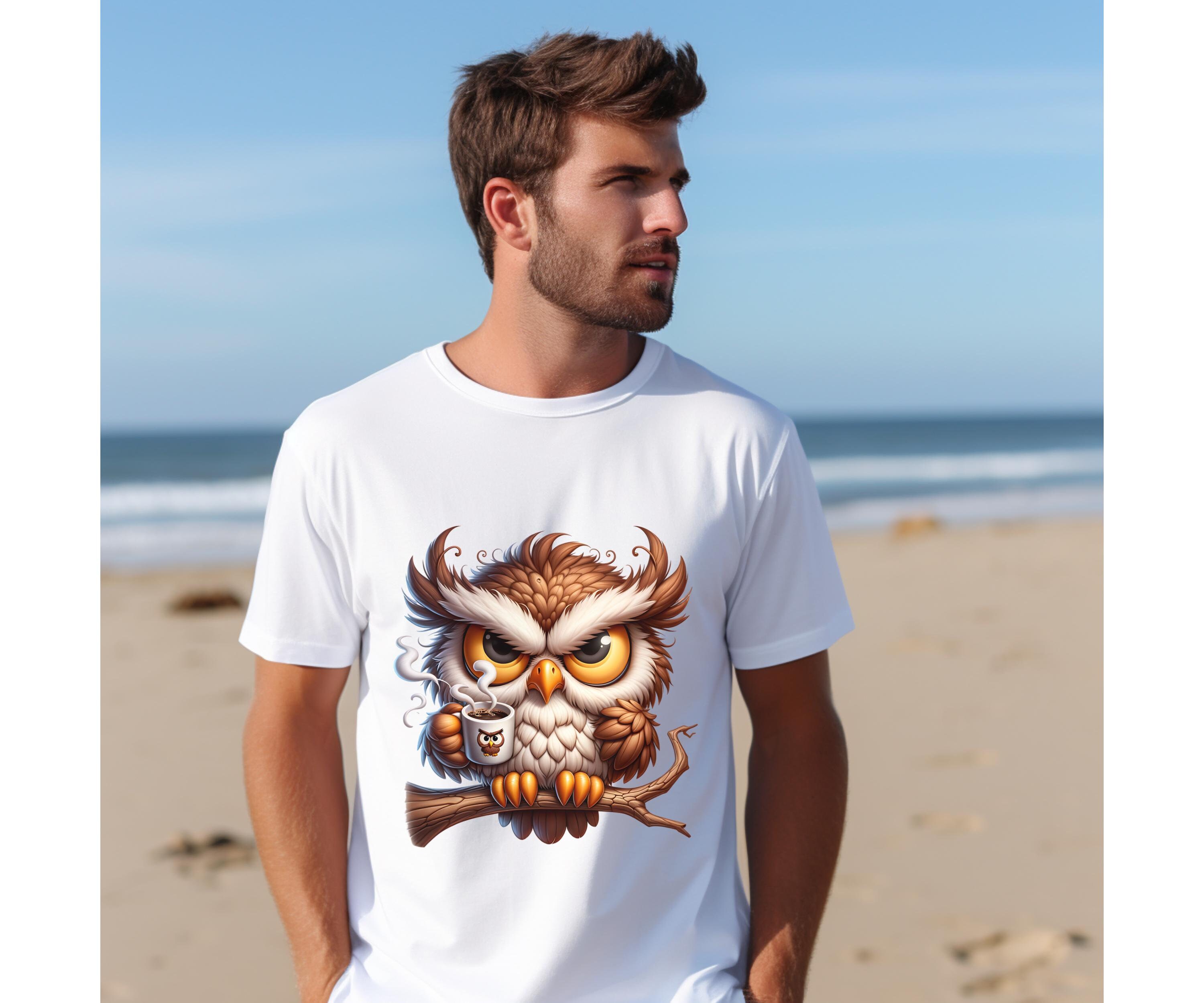 Grumpy Owl Coffee T-shirt - Morning Humor Tee