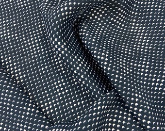 Navy Blue Jacquard Lining Fabric: Viscose Acetate Blend, Made in Italy, 55" Wide