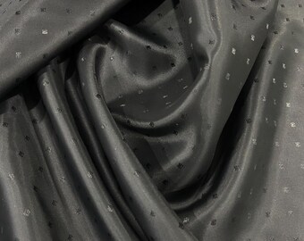Black Cupro Jacquard Lining Fabric: 140cm Wide, Made in Italy